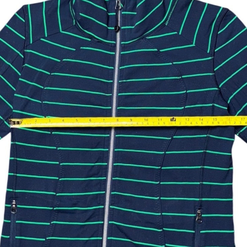 Lululemon Define Jacket Navy Blue Green Striped Full Zip Size 6 Slim Fit - Picture 9 of 13